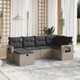 VidaXL Set mobilier grădină cu perne, 6 piese, gri, poliratan
