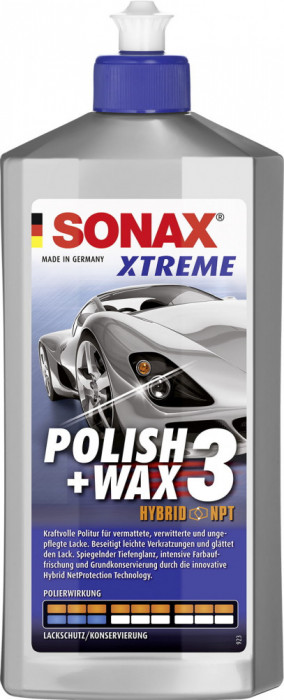 Pasta Polish cu Ceara Sonax Xtreme Polish and Wax 3 Hybrid NPT, 500ml