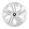 Set 4 Capace Roti potrivite jantelor de 14 inch, pentru Skoda Alb Negru model Luna Crom, Autohelix MSA