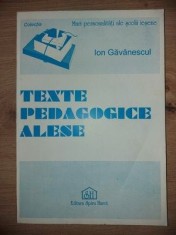 Texte pedagogice alese- Ion Gavanescul