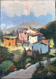 Tablou Peisaj / lucrare dimensiuni mari 70 x 50 cm / ulei pe panza, semnat, foarte puternic / prezent pe perete, Peisaje, Realism