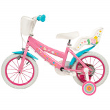 Bicicleta Peppa Pig Pink 16 inch cu cosulet frontal si scaunel pentru papusi, Toimsa