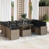 vidaXL Set mobilier de grădină cu perne, 10 piese, gri, poliratan 3326381