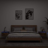 VidaXL Noptiere montate pe perete cu lumini LED, 2 buc.,stejar fumuriu