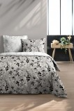 Lenjerie Surya Pat Dublu, 3 Piese, Cearsaf Pilota 240x220cm, 2 Fete De Perna 63&times;63cm, Culoare Negru, 100% Bumbac Oeko Tex