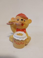 Ursulet Aradeanca cu borcan de miere, urs, jucarie veche cauciuc anii 70