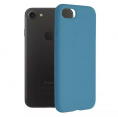 Husa iPhone 7 8 SE Silicon Albastru Slim Mat cu Microfibra SoftEdge foto