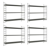 Set 4 buc raft perete Str&auml;ngn&auml;s 50x60x15cm otel antracit [en.casa] HausGarden Leisure