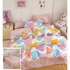 Lenjerie Pat Bucurie Sf099, Bumbac, 4 Piese, Fara Elastic, Lila, Roz