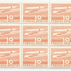 *Romania, LP VII.6a/1936, Aeroport, bloc de 9 timbre, MNH