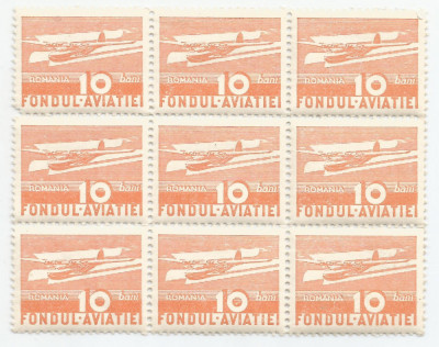 *Romania, LP VII.6a/1936, Aeroport, bloc de 9 timbre, MNH foto