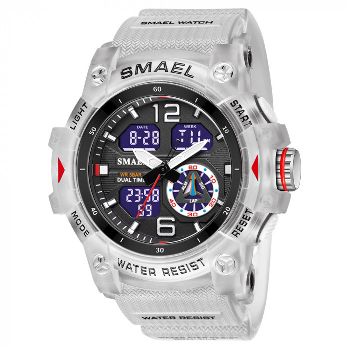 Ceas barbatesc Smael Sport Digital Cronometru Alarma Lumina Alb