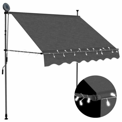 vidaXL Copertină retractabilă manual cu LED, antracit, 200 cm 145864 foto