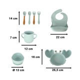 Set tacamuri din 9 piese pentru diversificarea hranei bebelusului, albastru, silicon, model