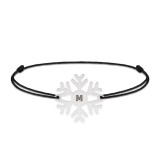 Little Snowflake - Bratara snur personalizata fulg si litera din argint 925