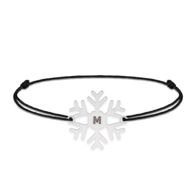Little Snowflake - Bratara snur personalizata fulg si litera din argint 925 foto