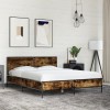 VidaXL Cadru de pat, stejar afumat 135x190 cm lemn prelucrat și metal 3280029