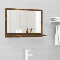 vidaXL Oglindă de baie, stejar fumuriu, 60x10,5x37 cm, lemn prelucrat