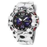 Ceas de mana barbatesc Smael Alb Militar Sport Alarma Cronometru Digital Analog Quartz