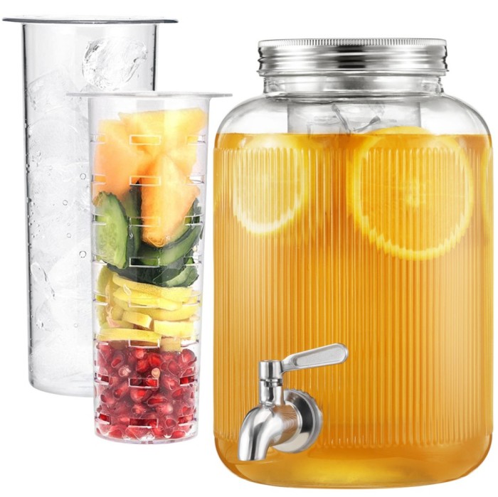 Dozator de bauturi Navaris, 4L, sticla, inox, cu robinet, pentru petreceri, NAV000011FD004C