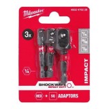 Adaptor biti SHOCKWAVE IMPACT DUTY Milwaukee, set de 3 bucati