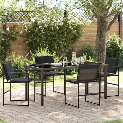 vidaXL Set de masă pentru grădină Manual 5 pcs Negru 160 x 80 x 73 cm 3379334 foto