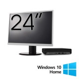 Pachet Calculator Refurbished HP ProDesk 400 G6 Mini, Intel Core i5-10500T 2.30 - 3.80GHz, 8GB DDR4, 256GB SSD + Monitor 24 Inch + Windows 10 Home New
