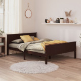 VidaXL Cadru de pat, maro &icirc;nchis, 160x200 cm, lemn masiv de pin