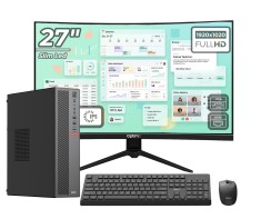PC OptimX T5 SFF cu monitor curbat 27 inch, SSD 256GB si Win11 Pro