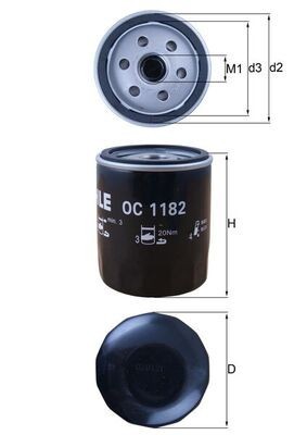 MAHLE OC 1182 Filtru ulei foto