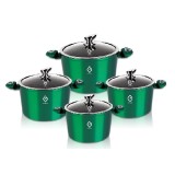 Set 8 piese 4 Vase Gatit Aluminiu Marmorat Compatibile Inductie Grunberg GR2716V Verde