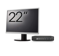 Pachet Calculator Second Hand HP EliteDesk 800 G2 Mini PC, Intel Core i7-6700T 2.80 - 3.60GHz, 8GB DDR4, 256GB SSD + Monitor 22 Inch NewTechnology Med