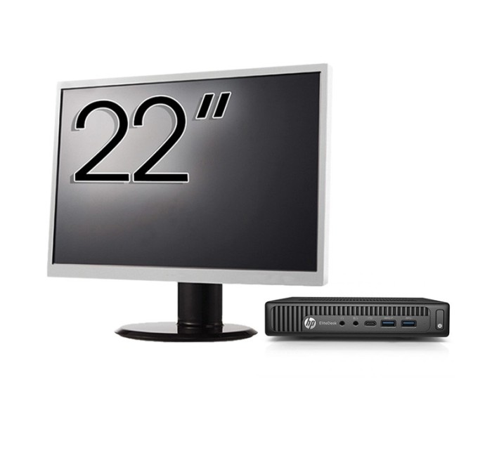 Pachet Calculator Second Hand HP EliteDesk 800 G2 Mini PC, Intel Core i5-6500 3.20-3.60GHz, 8GB DDR4, 256GB SSD + Monitor 22 Inch NewTechnology Media