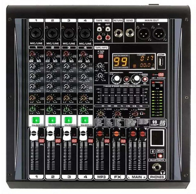 Mixer audio analog amplificat 2 x 450W, Bluetooth, USB, 99 Efecte, Consola DJ