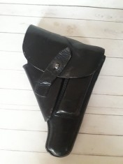 HST Toc piele neagră pistol german Walther PPK fără marcaje Al Doilea Război foto