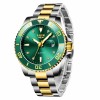 Ceas Barbati Lige 89151 Auriu-Verde , Design Business, Functii Multiple, Rezistent la socuri, Rezistent la Apa 3ATM