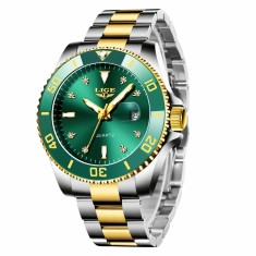 Ceas Bărbați Lige 89151 Auriu-Verde &ndash; Design Business, Funcții Multiple, Rezistent la Șocuri, Rezistent la Apă 3ATM