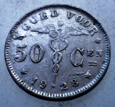 1.232 BELGIA 50 CENTIMES 1928 BELGIE foto