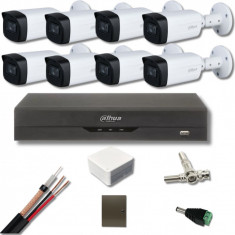 Kit supraveghere Dahua 8 camere 5 Megapixeli Starlight IR 80M DVR 8 canale 8 Megapixeli, Accesorii incluse SafetyGuard Surveillance