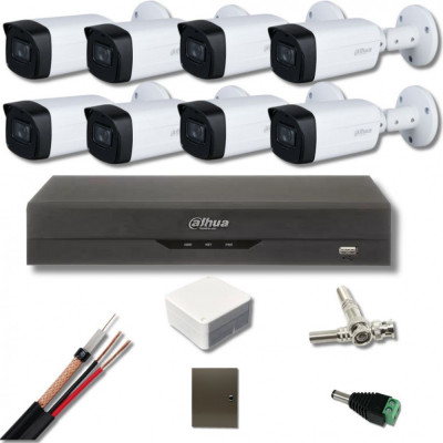 Kit supraveghere Dahua 8 camere 5 Megapixeli Starlight IR 80M DVR 8 canale 8 Megapixeli, Accesorii incluse SafetyGuard Surveillance foto