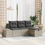 VidaXL Set de canapele pentru grădină 4 pcs Gri deschis Rattan poli