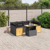 vidaXL Set canapele de grădină cu perne, 7 piese, negru, poliratan 3273855