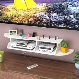 Raft pentru router, obiecte decorative, din materiale durabile, cu 3 compartimente, dimensiuni 100X23 cm, alb
