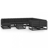 vidaXL Set mobilier grădină cu perne, 11 piese, lemn masiv de pin 3077083