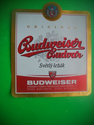 HOPCT ETICHETA BERE NR 10 BUDWEISER BUDVAR -BLONDA- CEHIA -ETICHETE foto