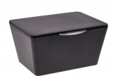 Cutie depozitare cu capac pentru baie, Wenko, Brasil Black, 19 x 15.5 x 10 cm, plastic, negru