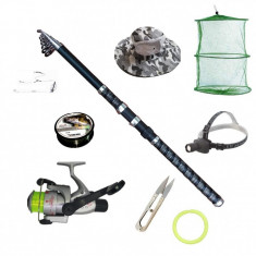 Set pescuit sportiv cu lanseta Ultra Carp 3,6m, mulineta Cobra, lanterna frontala led si accesorii foto