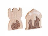 Cumpara ieftin Set 2 decoratiuni Nasterea Domnului lemn natur maro 13.5x2x19 cm