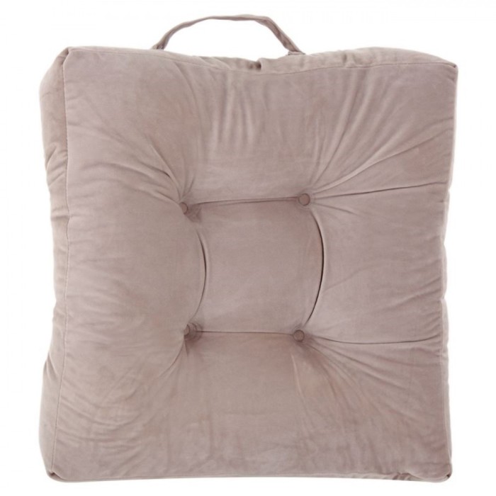 Perna podea si scaun, material satinat, crem, 46x46
