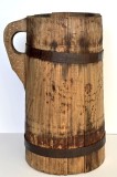Cofă taraneasca pentru apa 34cm, lemn cu ornamente, vechime 100 ani